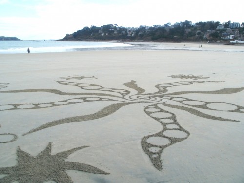 patelge,land art,dessin plage,dessin sable,art de plage
