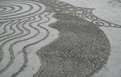 Patelgé, land art, rake art, sand art, dessin sur sable, sable, sand