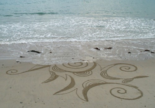 Patelgé, land art, rake art, beach art, dessin sable, art, perros-guirec, trestraou, bretagne, plage